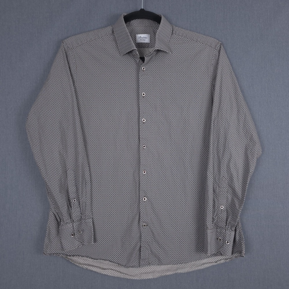 Stenstroms Dress Shirt Mens XL 17.5 44 Geometric Diamond Fitted-Body Button Up